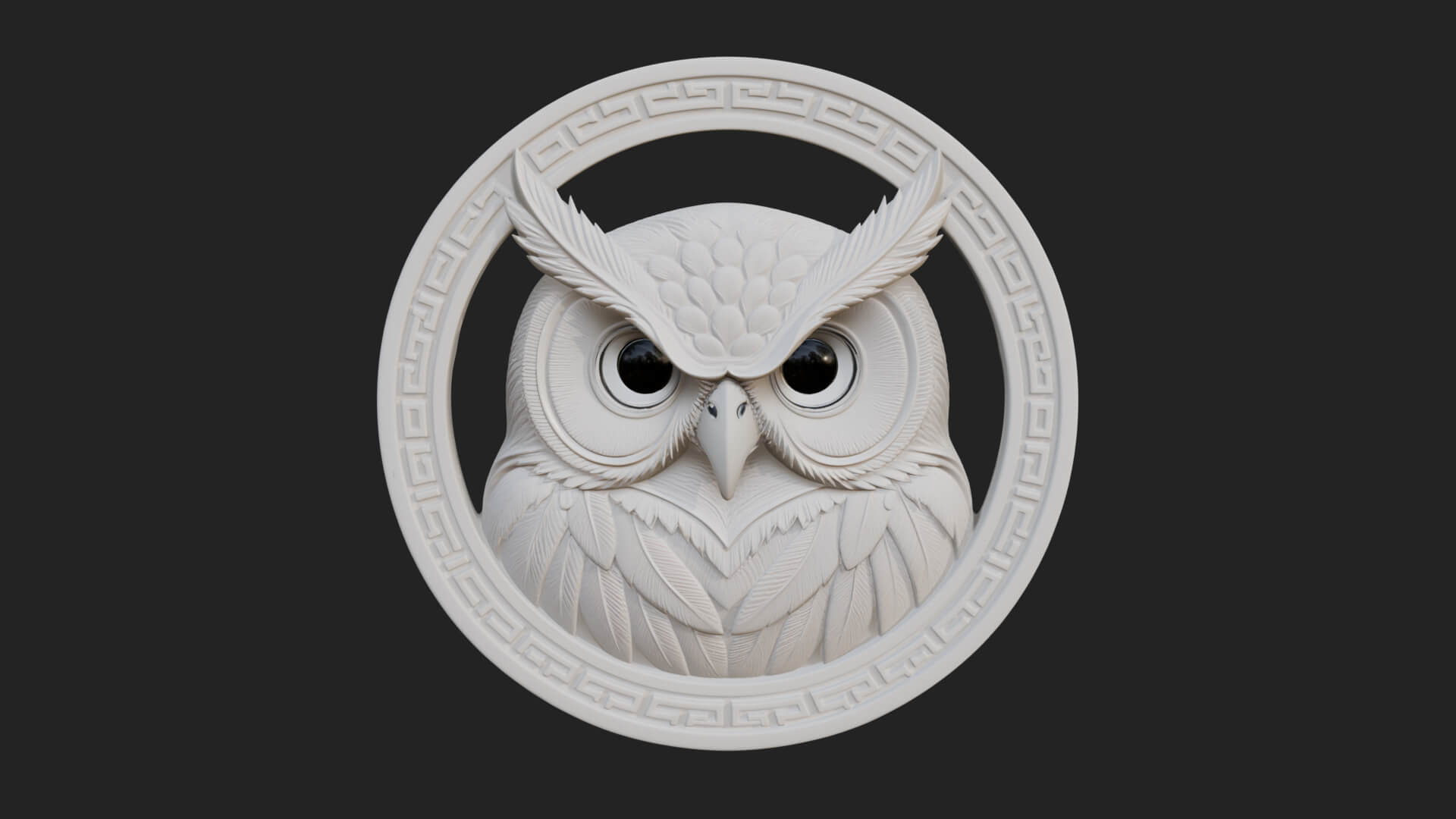 Owl Head Oval Relief Plaque Design 2 3D Print Model 3D Model