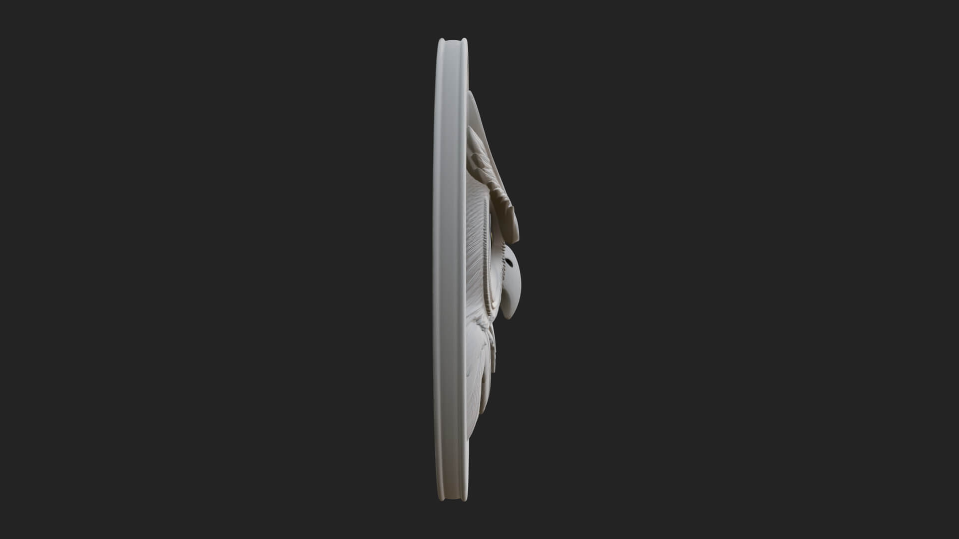 Owl Head Oval Relief Plaque Design 2 3D Print Model 3D Model