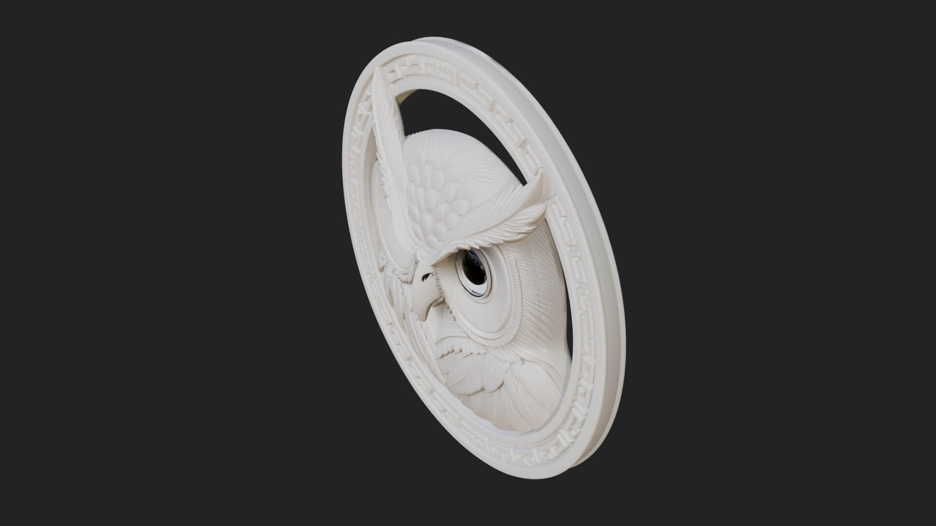 Owl Head Oval Relief Plaque Design 2 3D Print Model 3D Model