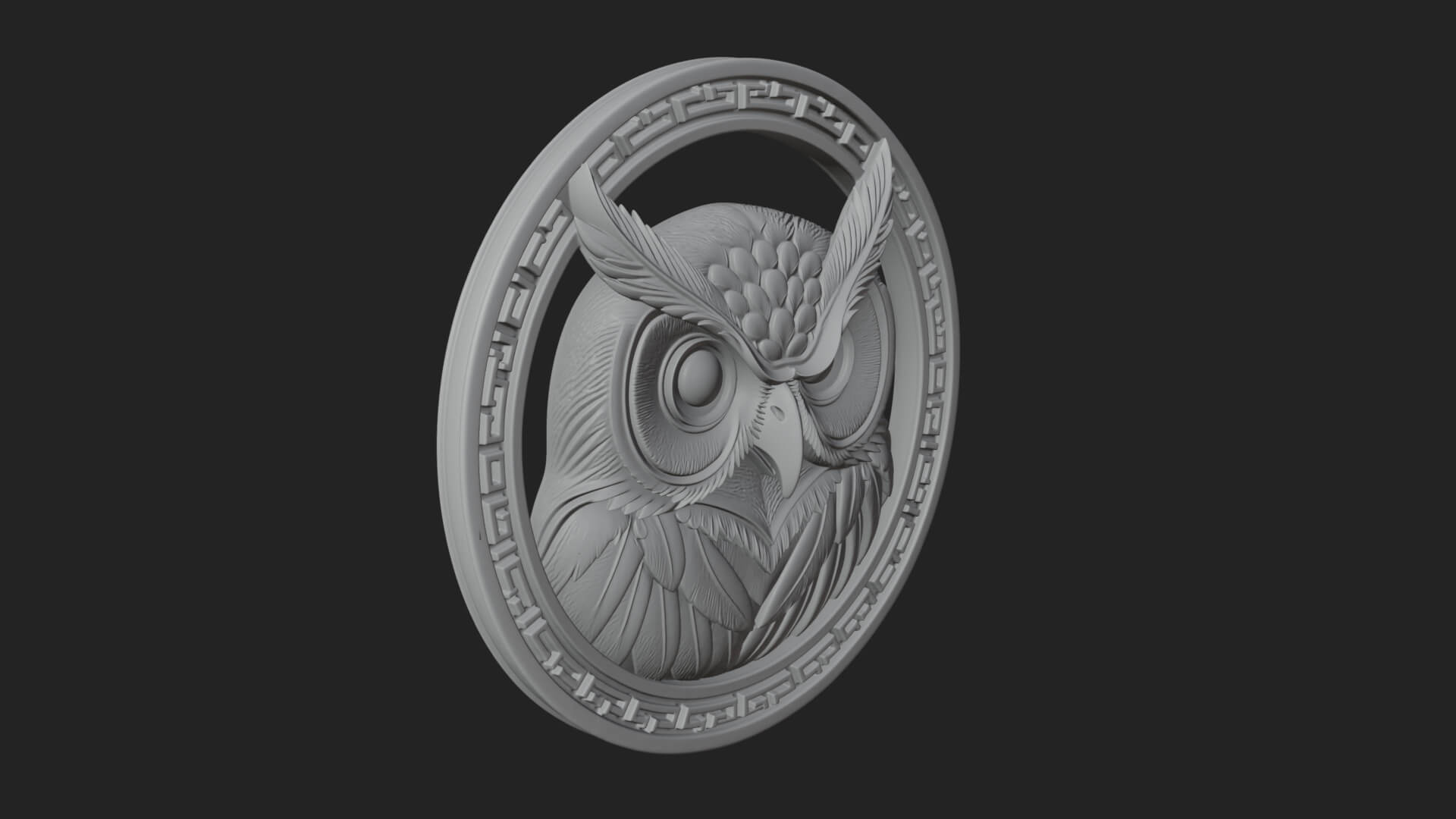 Owl Head Oval Relief Plaque Design 2 3D Print Model 3D Model