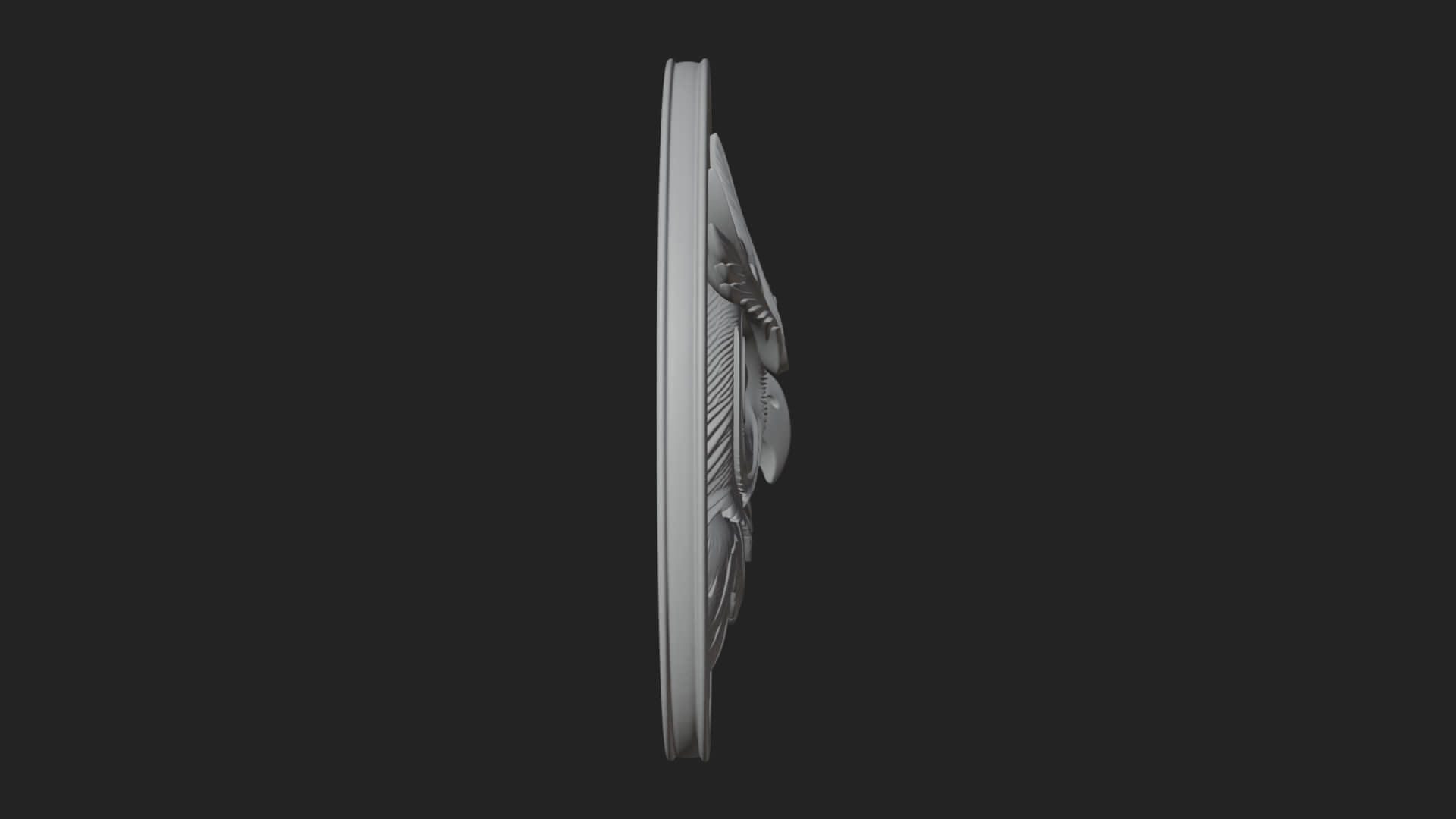 Owl Head Oval Relief Plaque Design 2 3D Print Model 3D Model