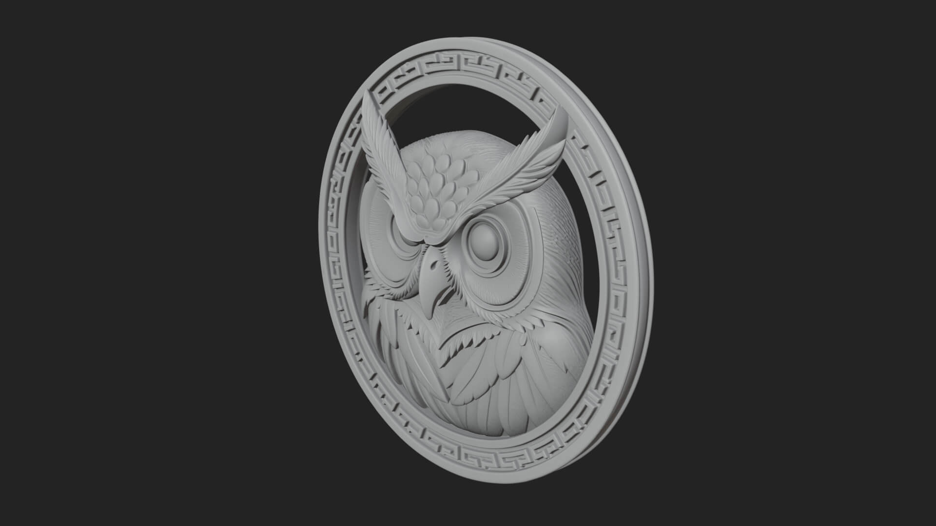 Owl Head Oval Relief Plaque Design 2 3D Print Model 3D Model