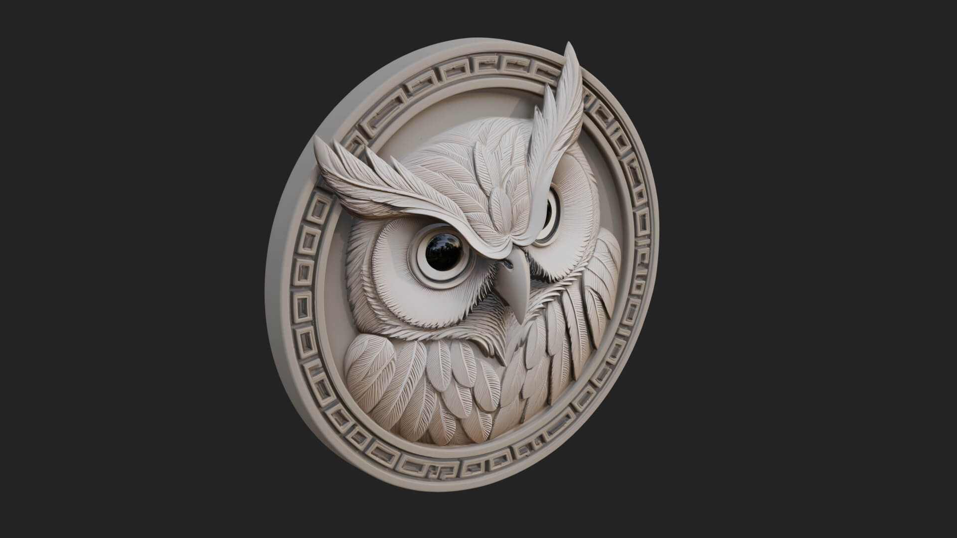Owl Head Oval Relief Plaque Design 3 3D Print Model 3D Model