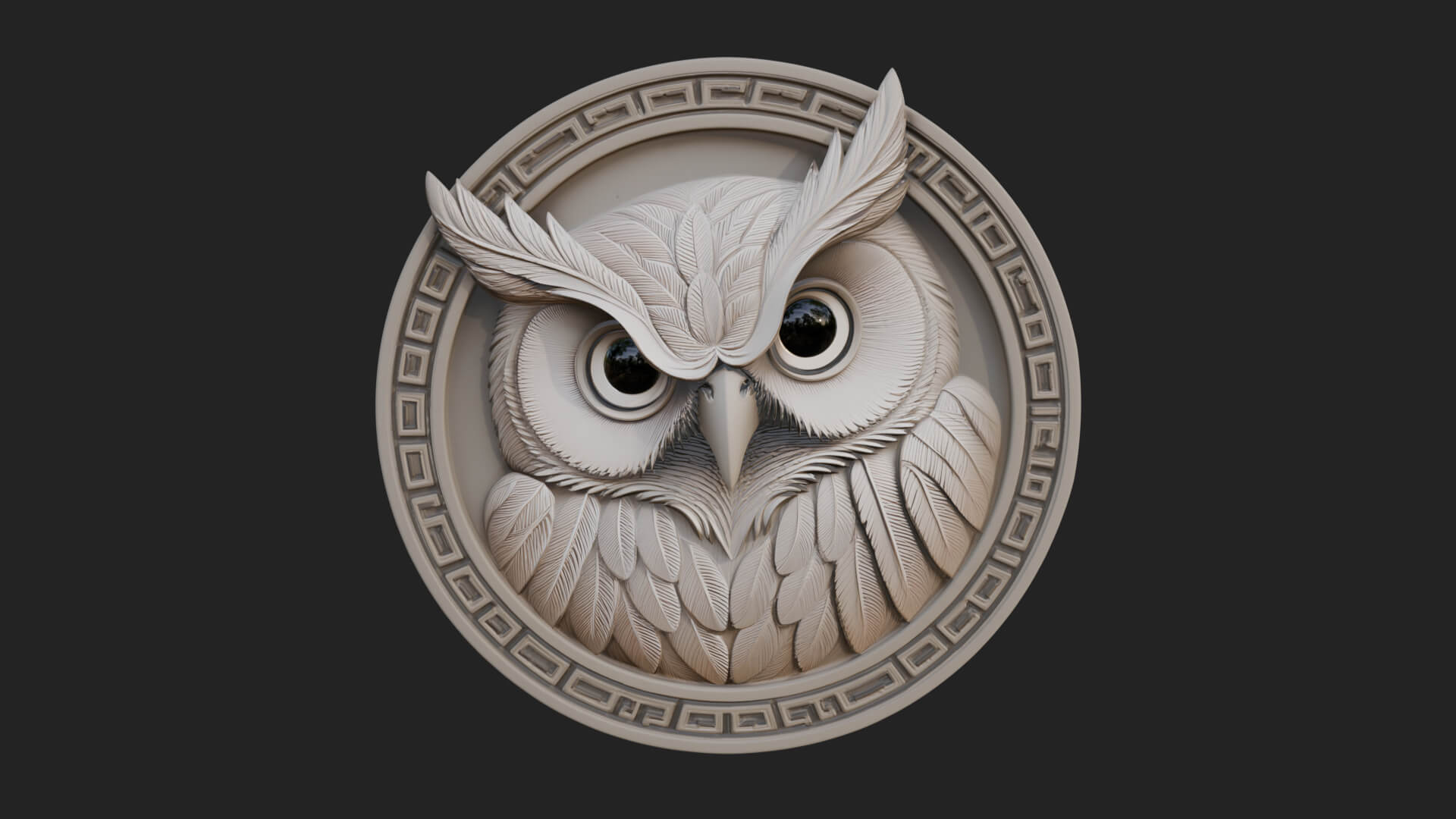 Owl Head Oval Relief Plaque Design 3 3D Print Model 3D Model