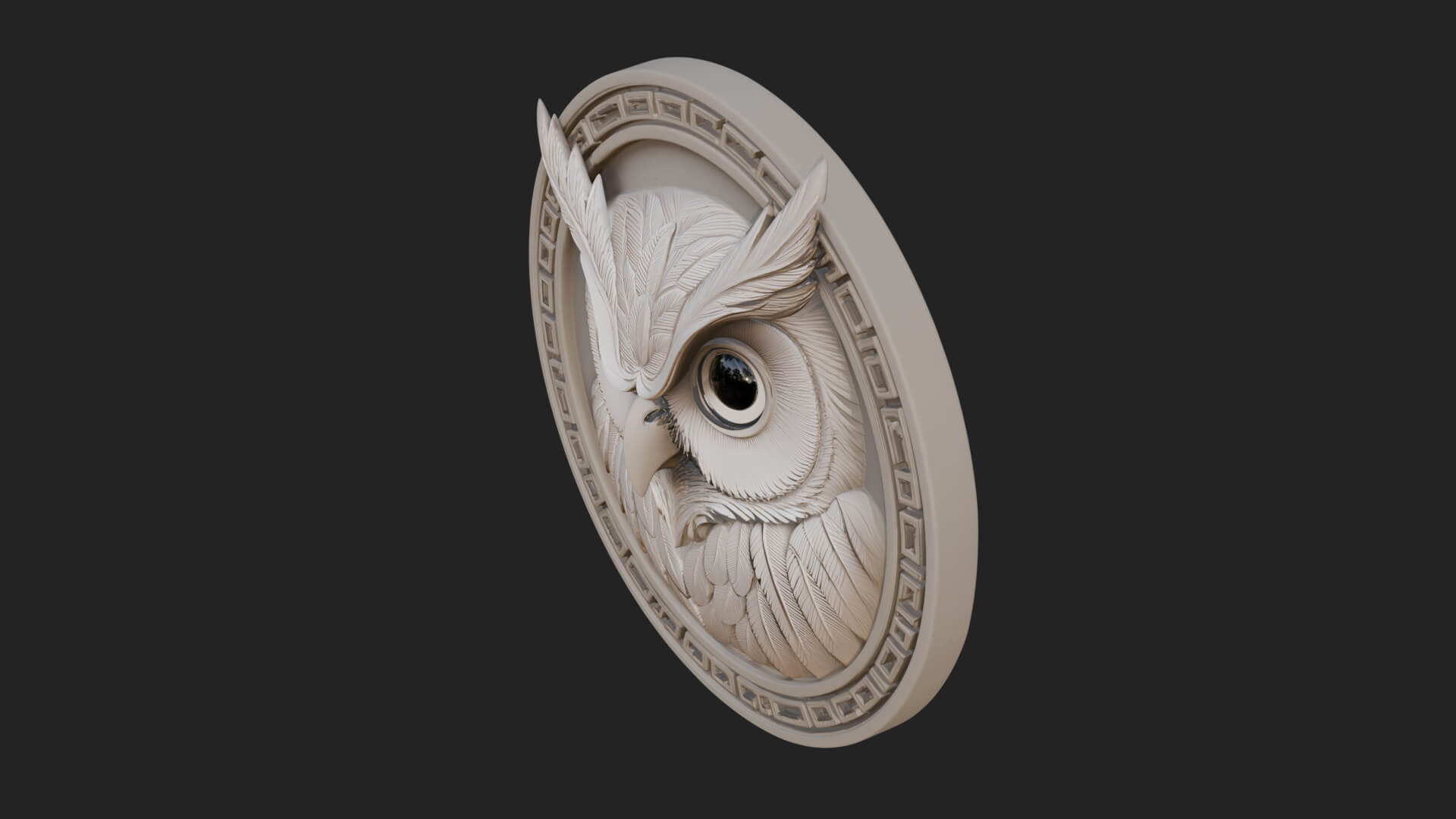 Owl Head Oval Relief Plaque Design 3 3D Print Model 3D Model