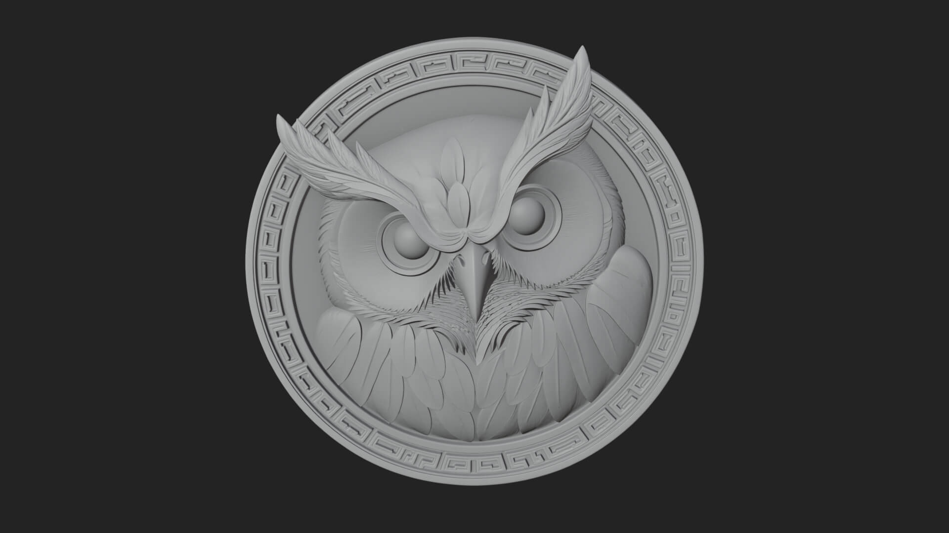 Owl Head Oval Relief Plaque Design 3 3D Print Model 3D Model