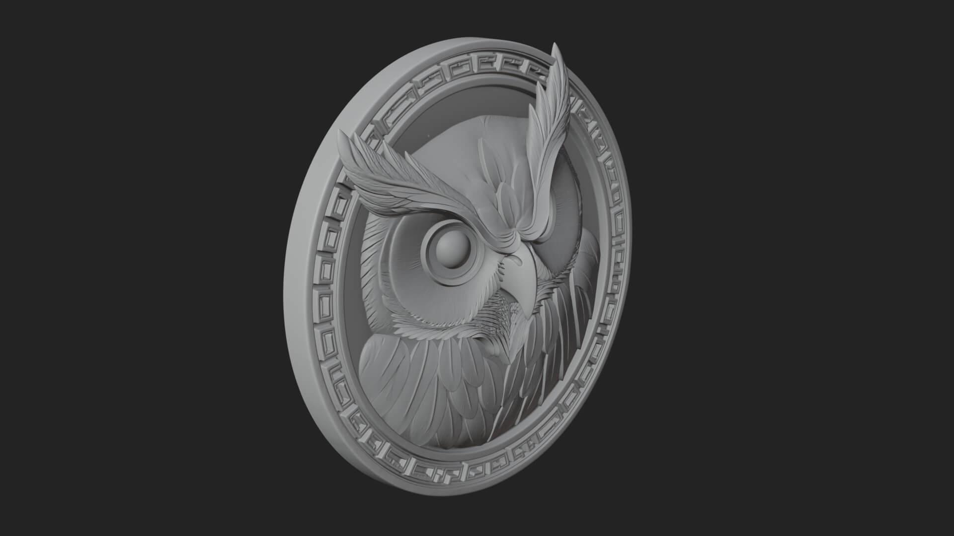 Owl Head Oval Relief Plaque Design 3 3D Print Model 3D Model