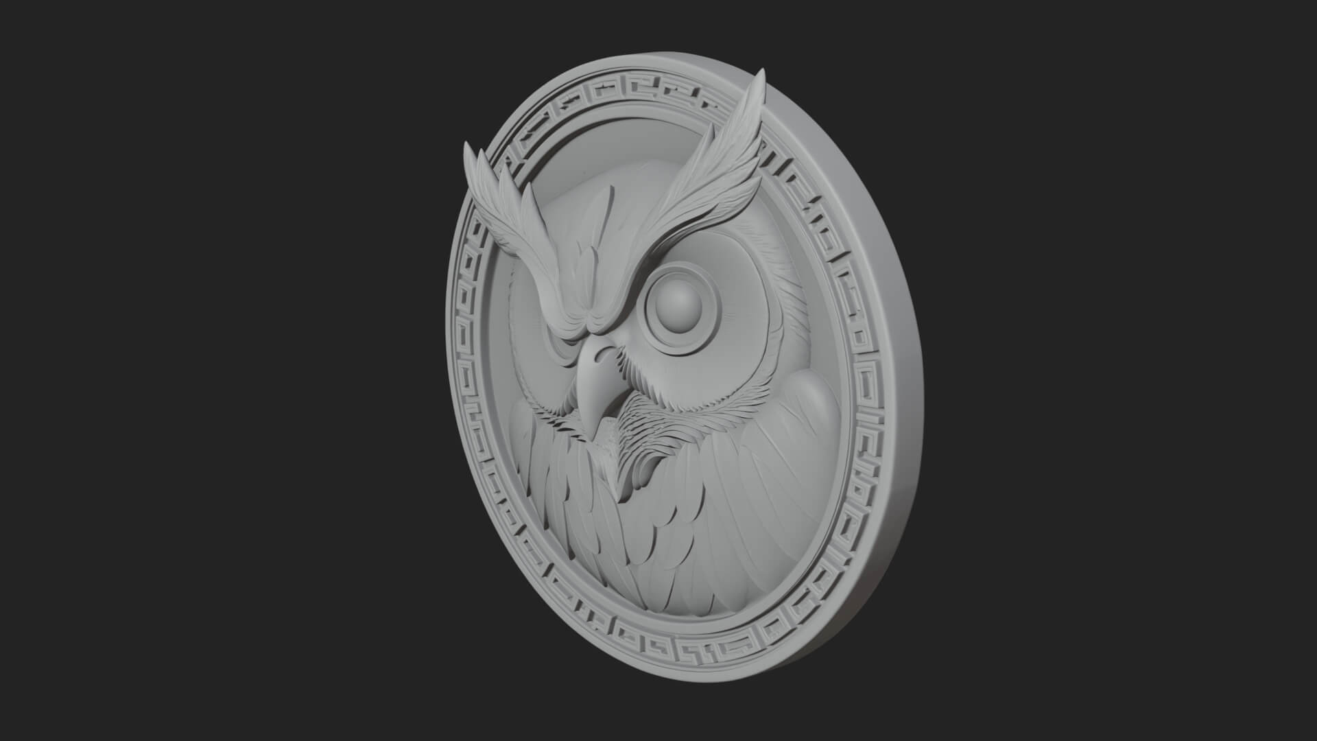 Owl Head Oval Relief Plaque Design 3 3D Print Model 3D Model