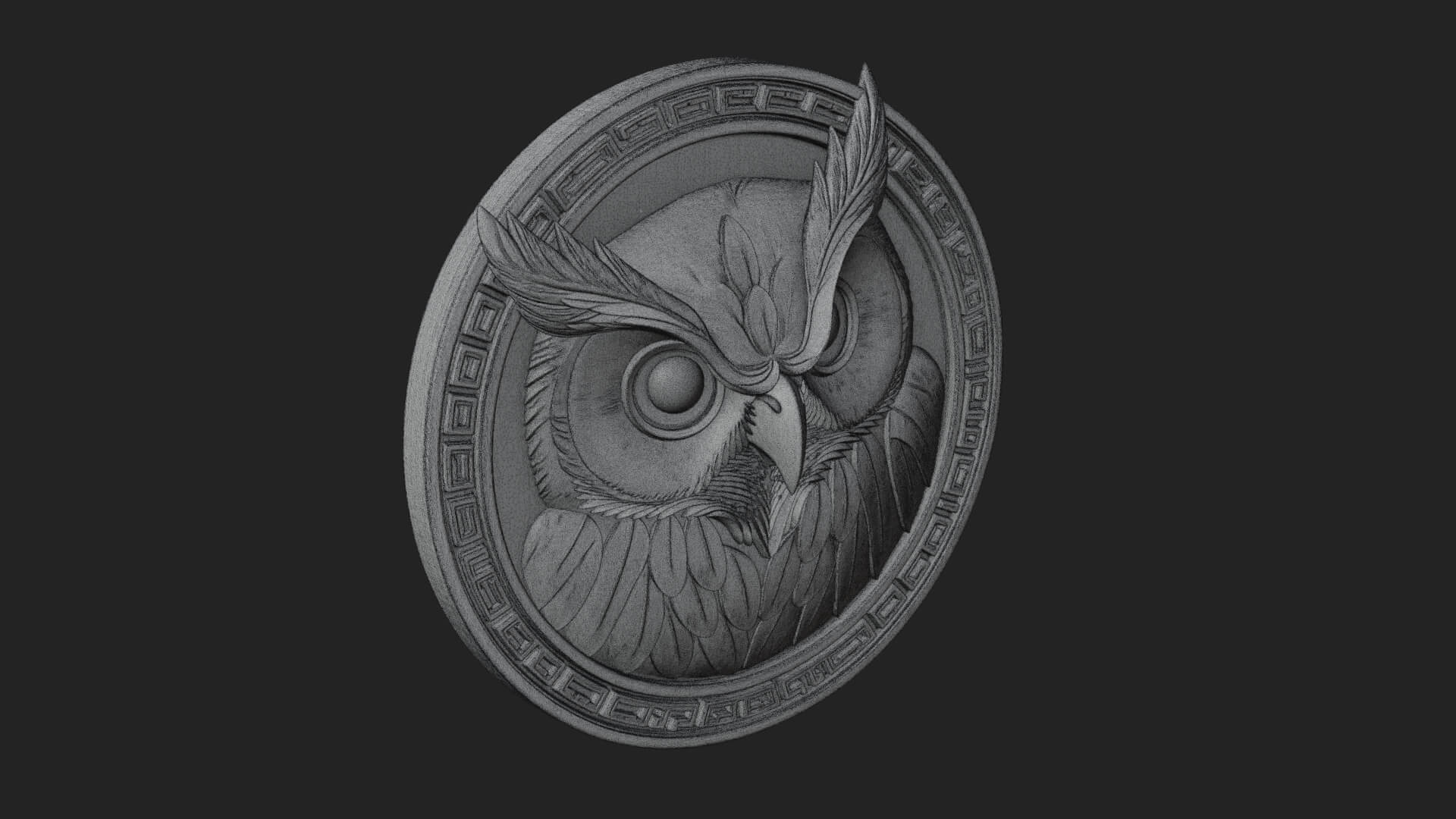 Owl Head Oval Relief Plaque Design 3 3D Print Model 3D Model