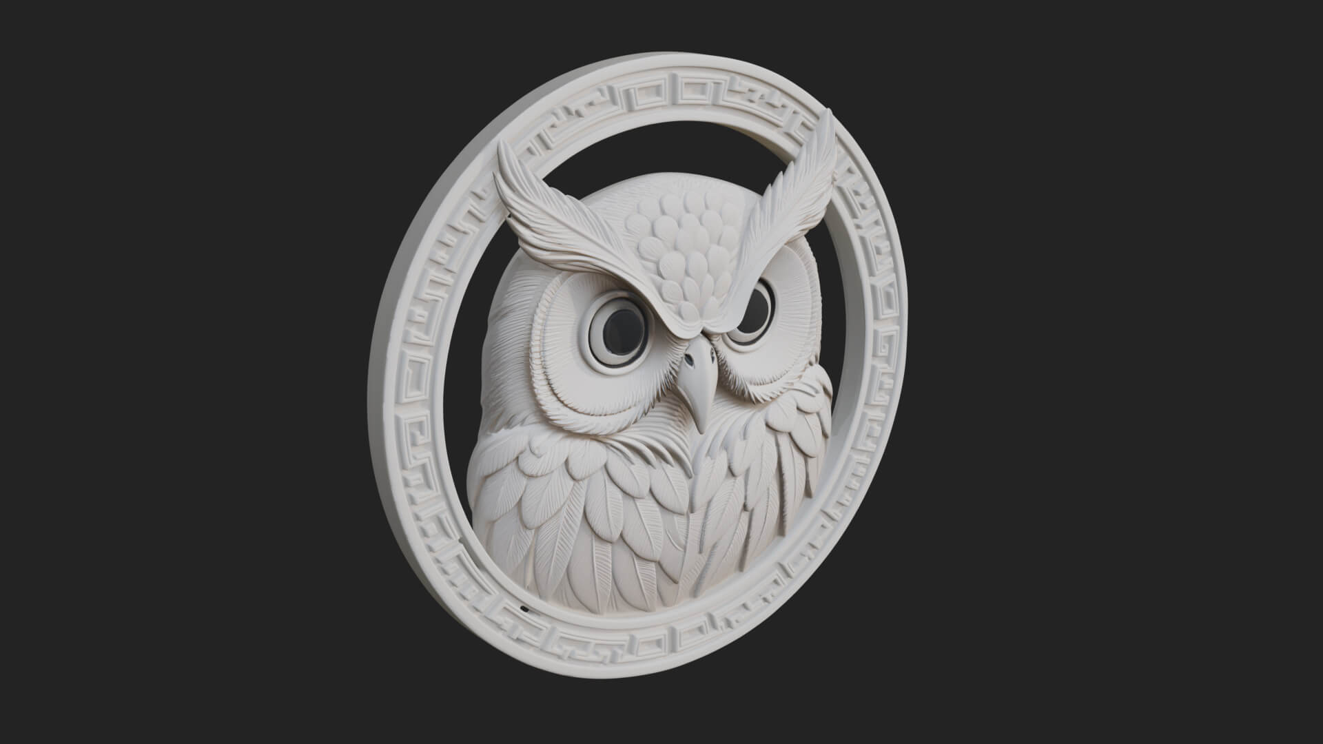Owl Head Oval Relief Plaque Design 4 3D Print Model 3D Model