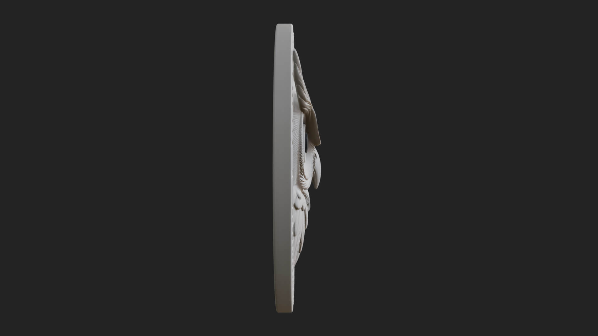 Owl Head Oval Relief Plaque Design 4 3D Print Model 3D Model