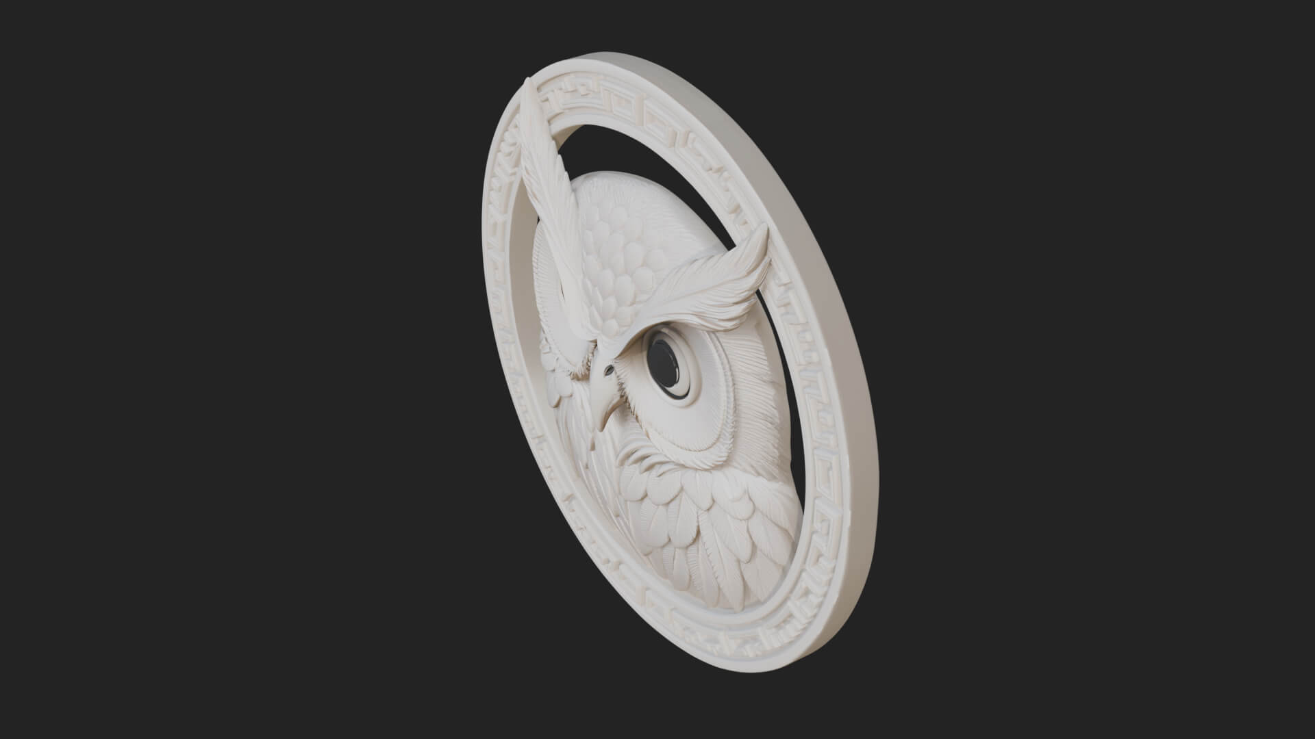 Owl Head Oval Relief Plaque Design 4 3D Print Model 3D Model