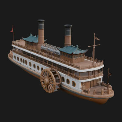 Paddle Steamer Model Design 2 3D Print Model