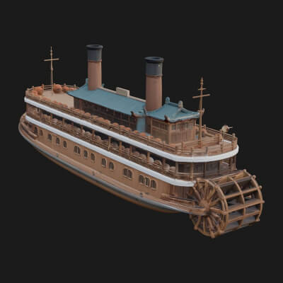 Paddle Steamer Model Design 3 3D Print Model