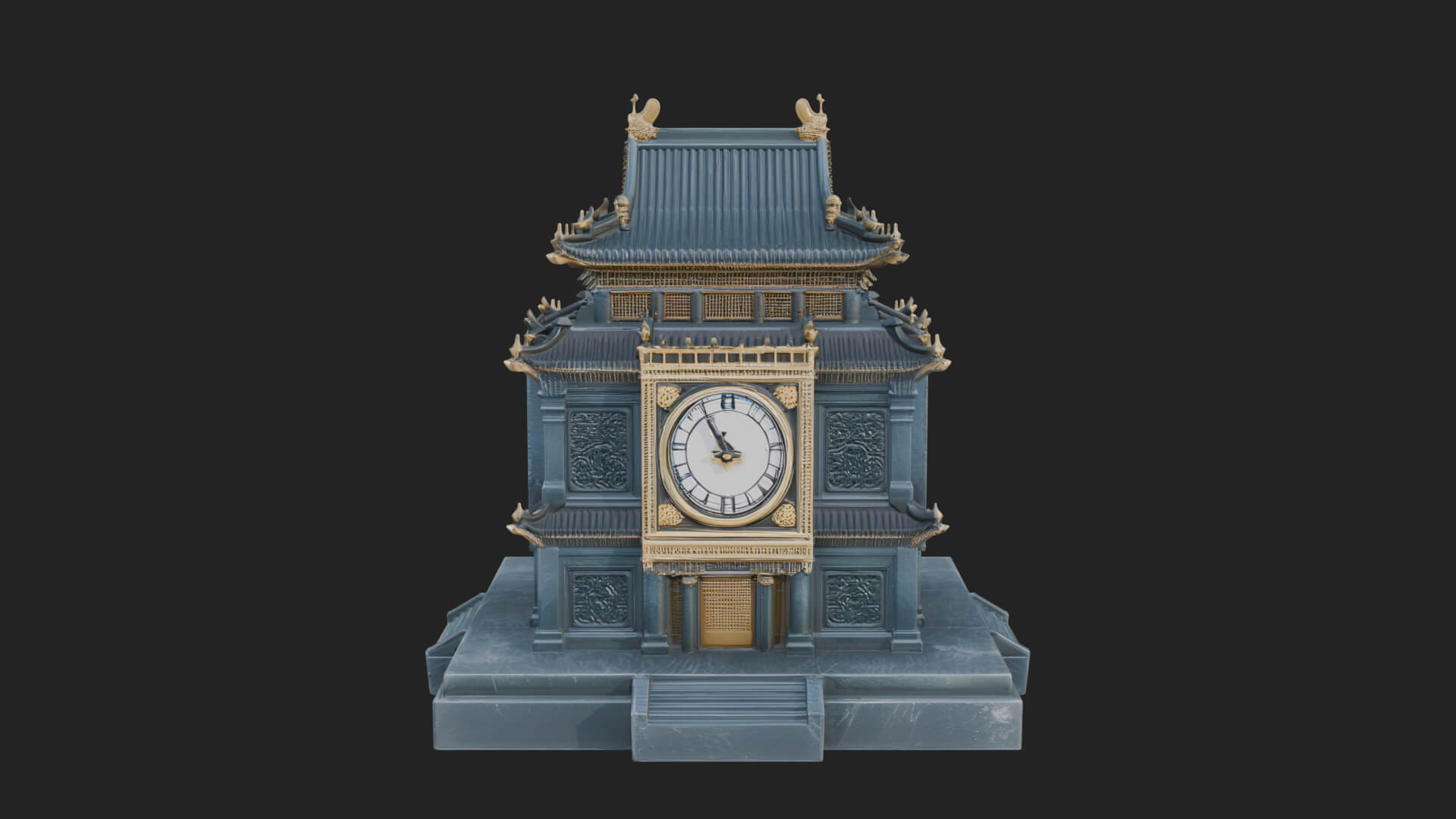 Pagoda Clock Tower Design 1 3D Print Model 3D Model