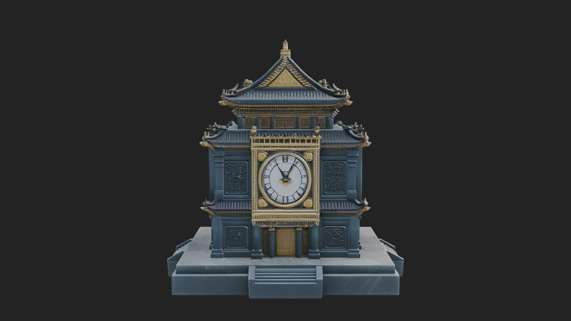 Pagoda Clock Tower Design 1 3D Print Model 3D Model