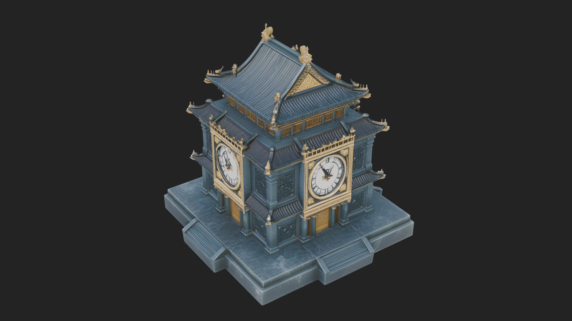 Pagoda Clock Tower Design 1 3D Print Model 3D Model