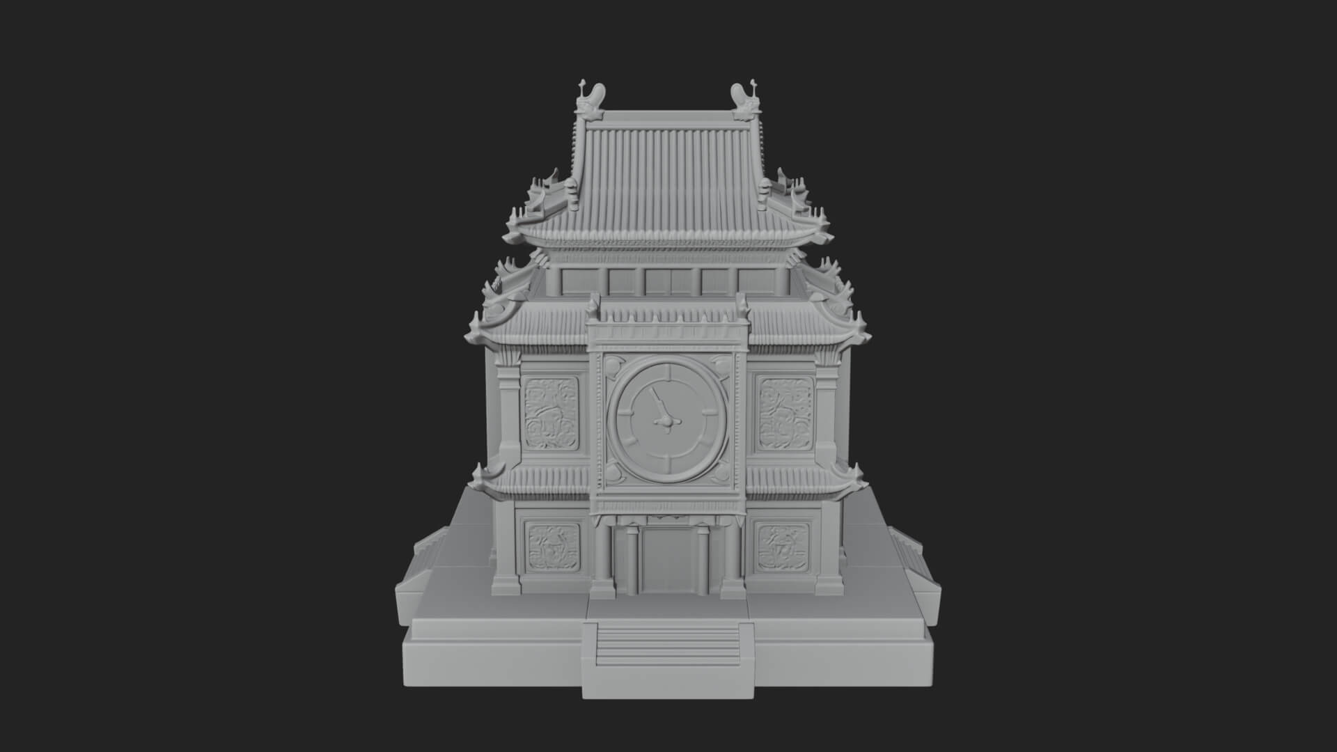 Pagoda Clock Tower Design 1 3D Print Model 3D Model