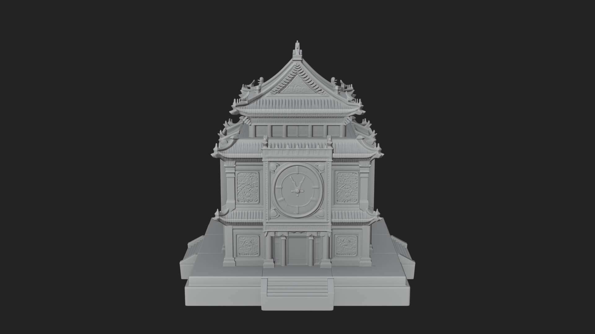 Pagoda Clock Tower Design 1 3D Print Model 3D Model