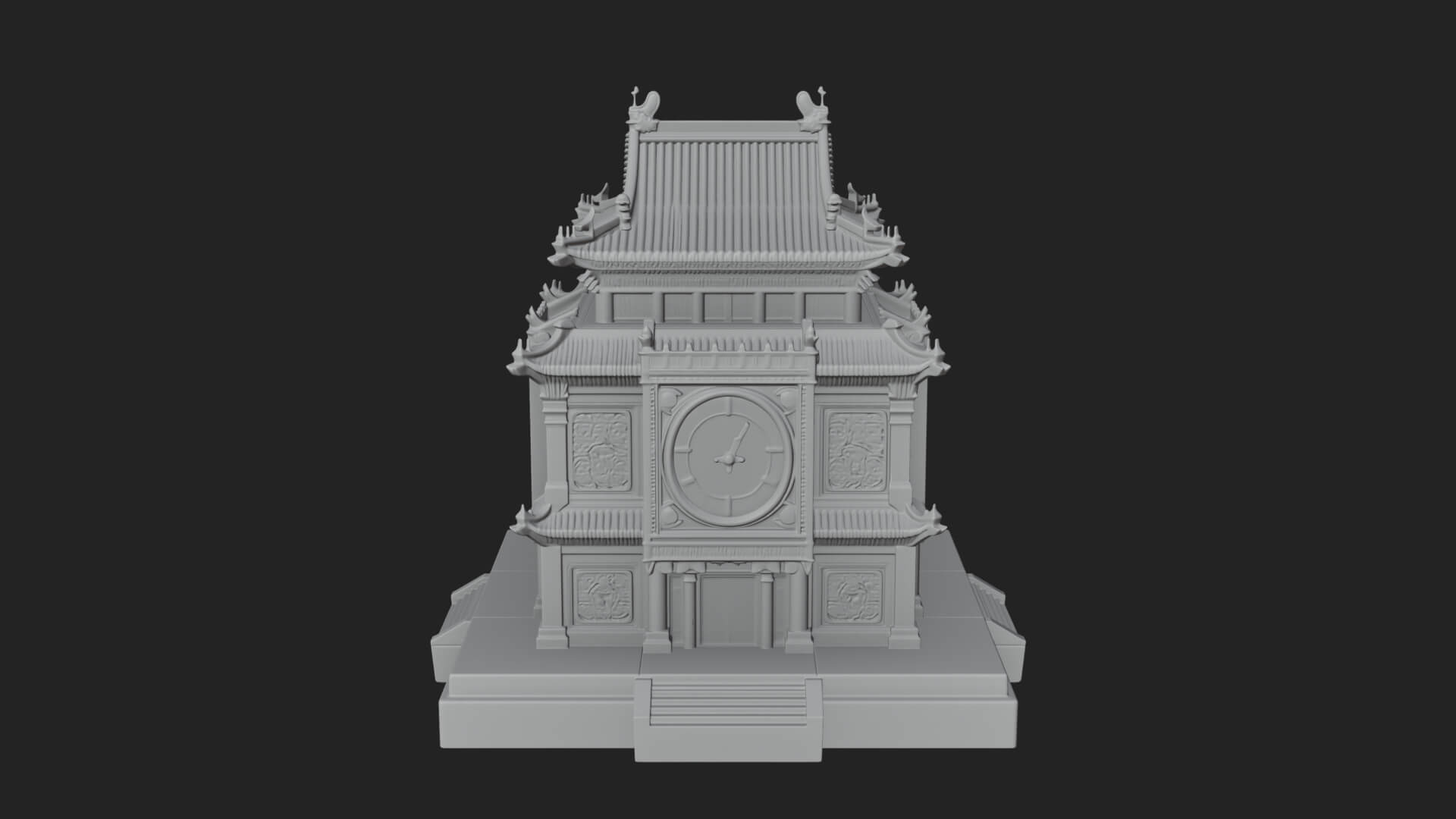 Pagoda Clock Tower Design 1 3D Print Model 3D Model