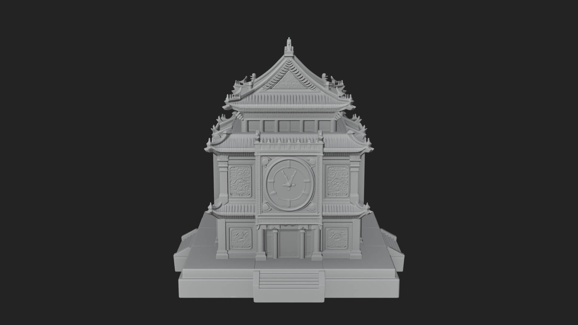 Pagoda Clock Tower Design 1 3D Print Model 3D Model