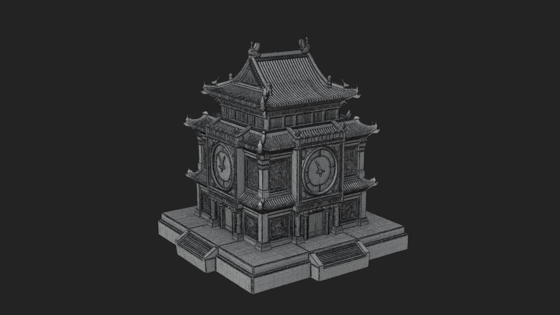 Pagoda Clock Tower Design 1 3D Print Model 3D Model