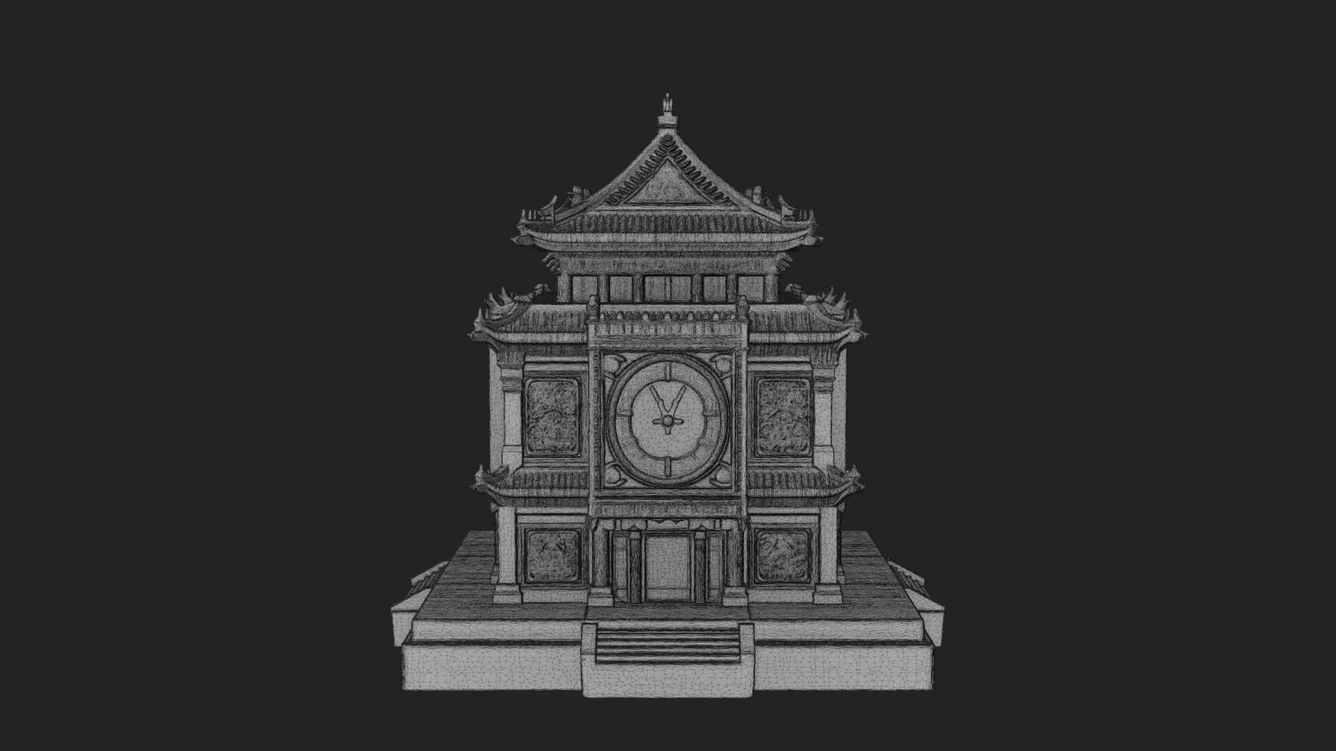 Pagoda Clock Tower Design 1 3D Print Model 3D Model
