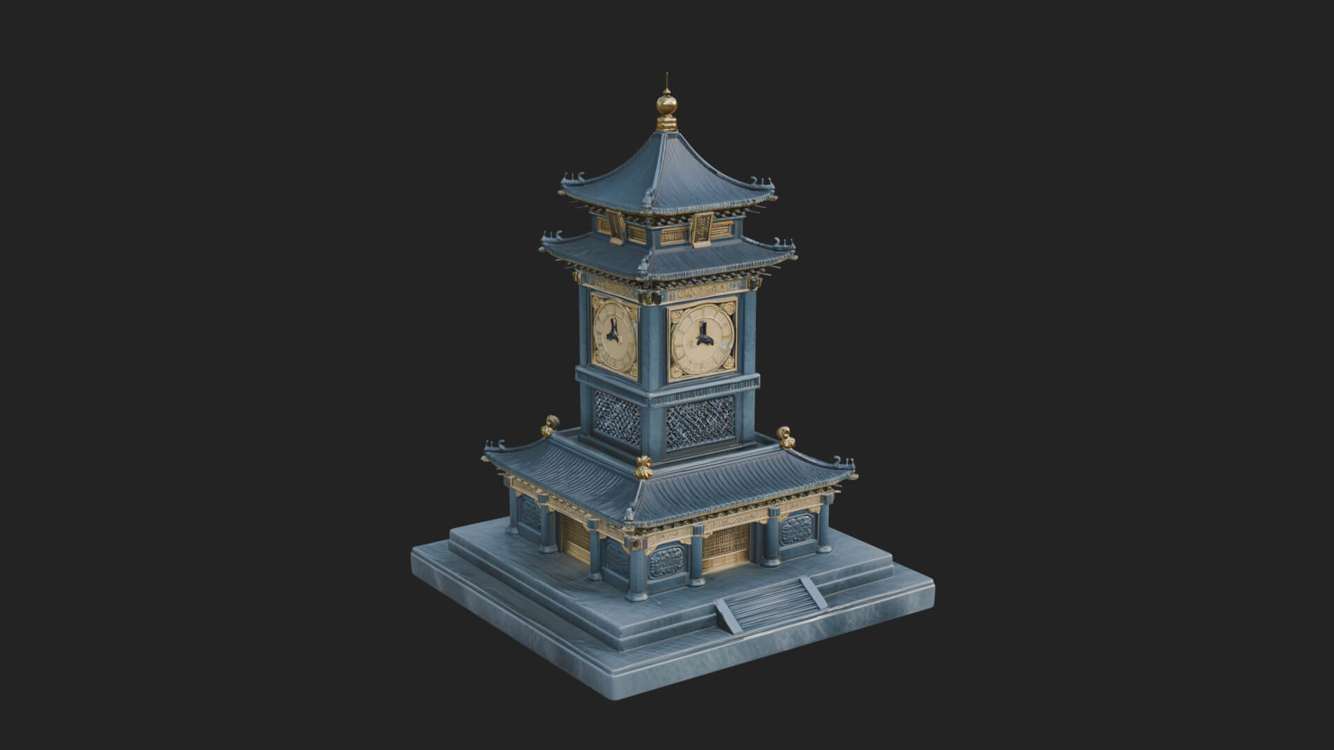 Pagoda Clock Tower Design 3 3D Print Model 3D Model