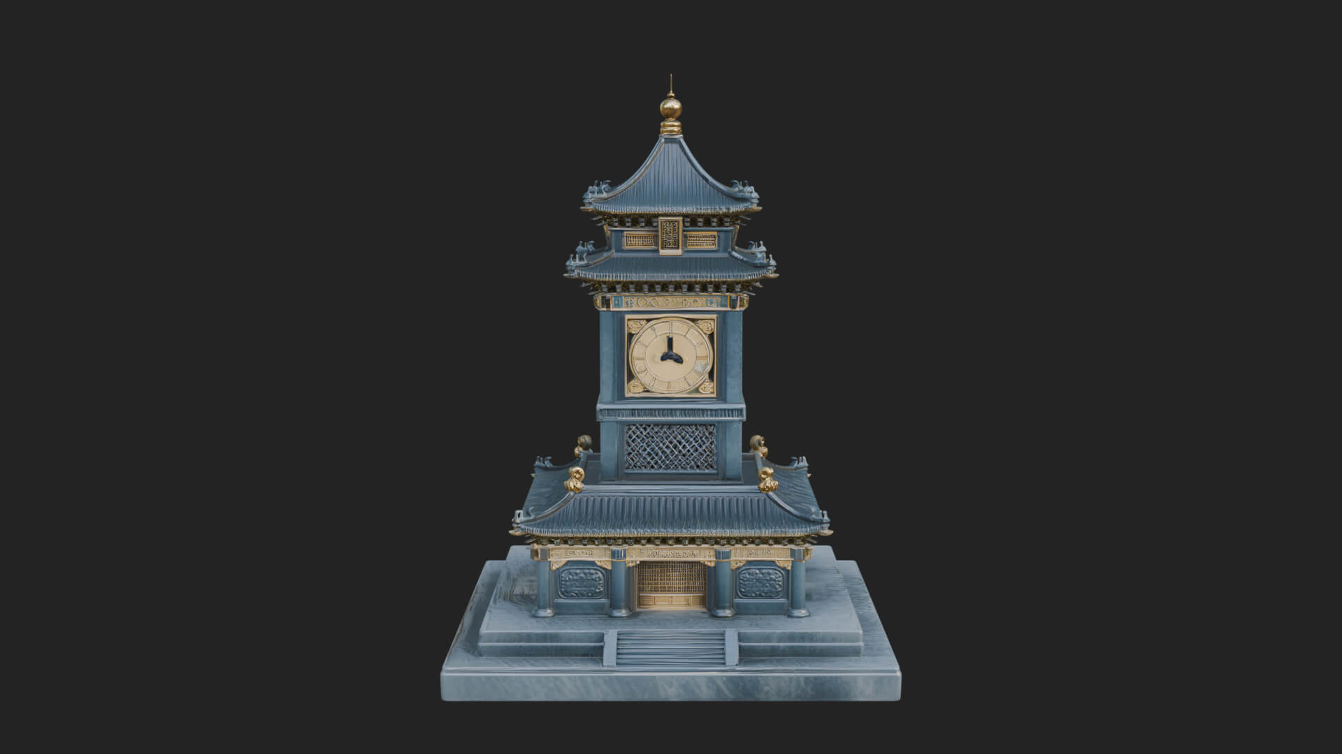 Pagoda Clock Tower Design 3 3D Print Model 3D Model