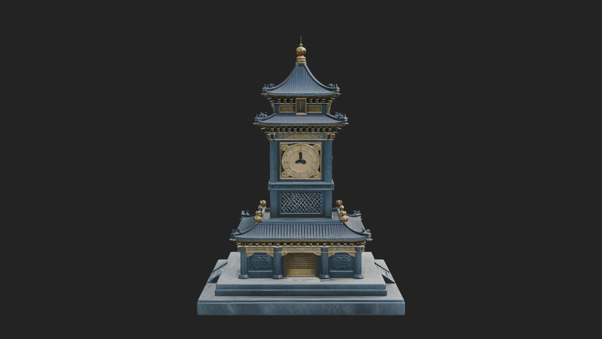 Pagoda Clock Tower Design 3 3D Print Model 3D Model
