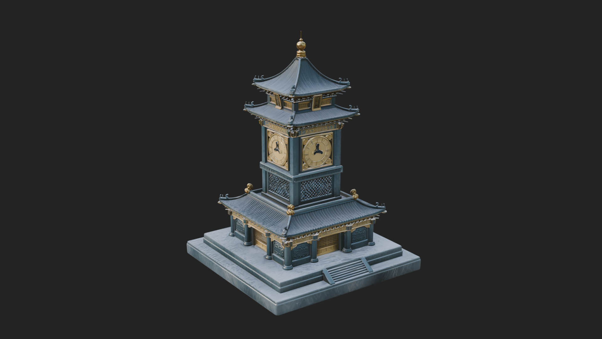Pagoda Clock Tower Design 3 3D Print Model 3D Model
