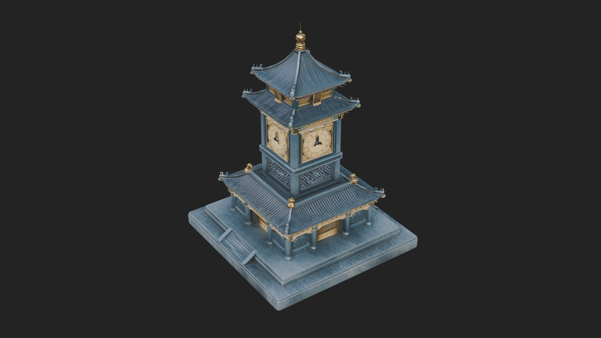 Pagoda Clock Tower Design 3 3D Print Model 3D Model
