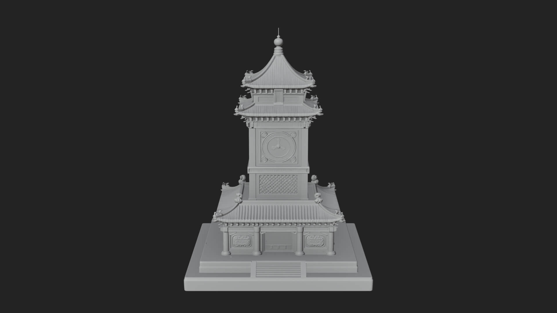 Pagoda Clock Tower Design 3 3D Print Model 3D Model