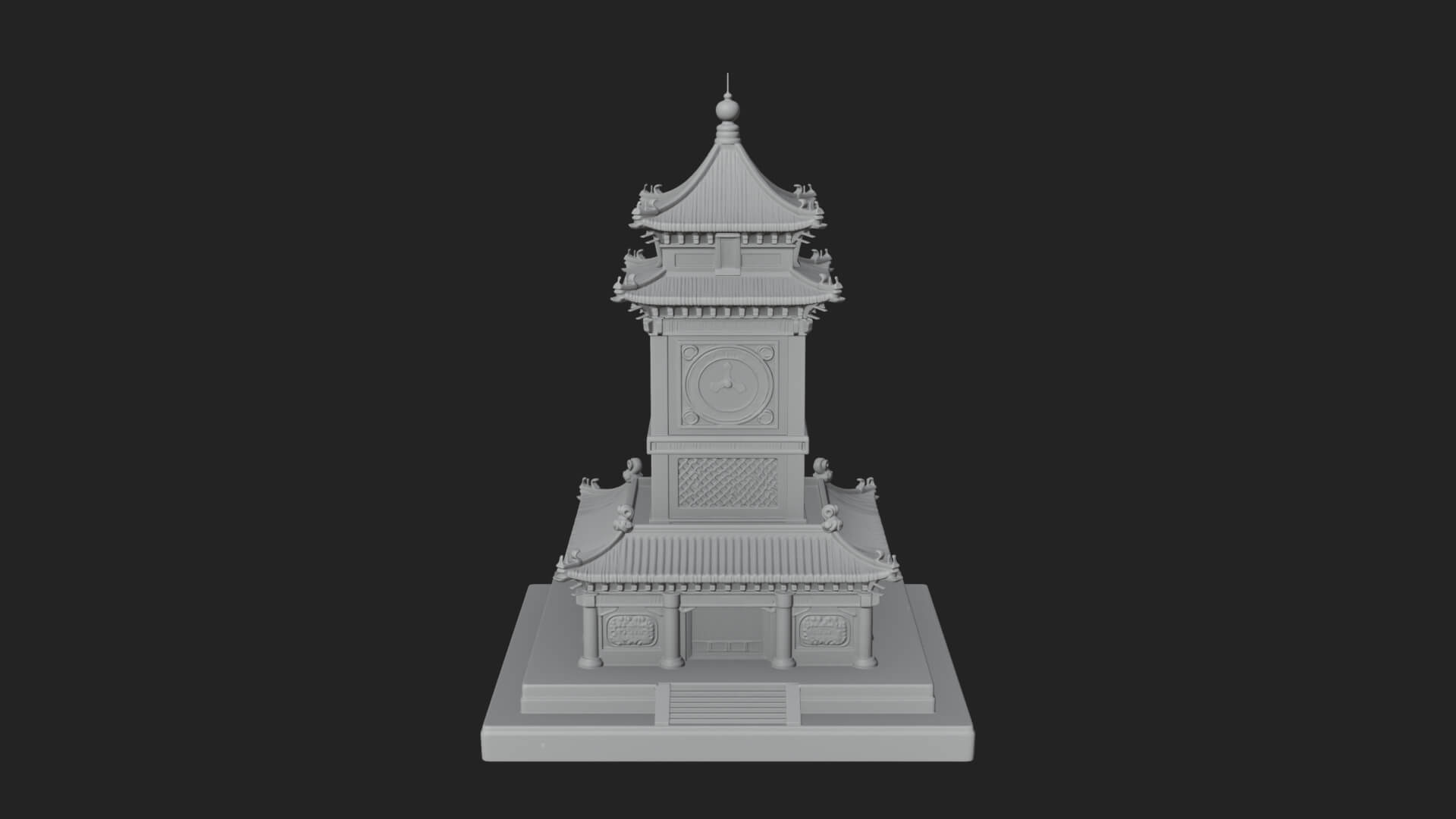 Pagoda Clock Tower Design 3 3D Print Model 3D Model