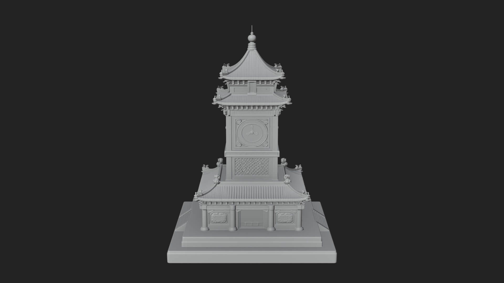 Pagoda Clock Tower Design 3 3D Print Model 3D Model