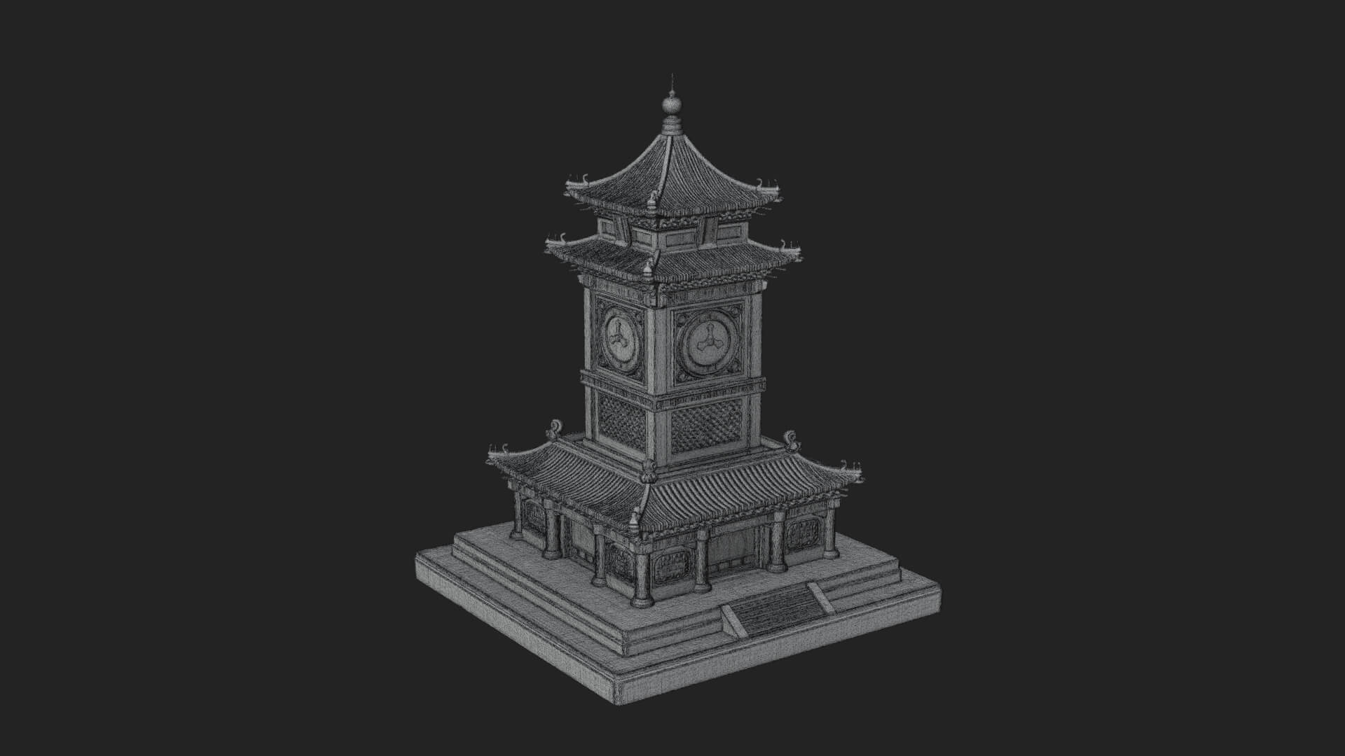 Pagoda Clock Tower Design 3 3D Print Model 3D Model