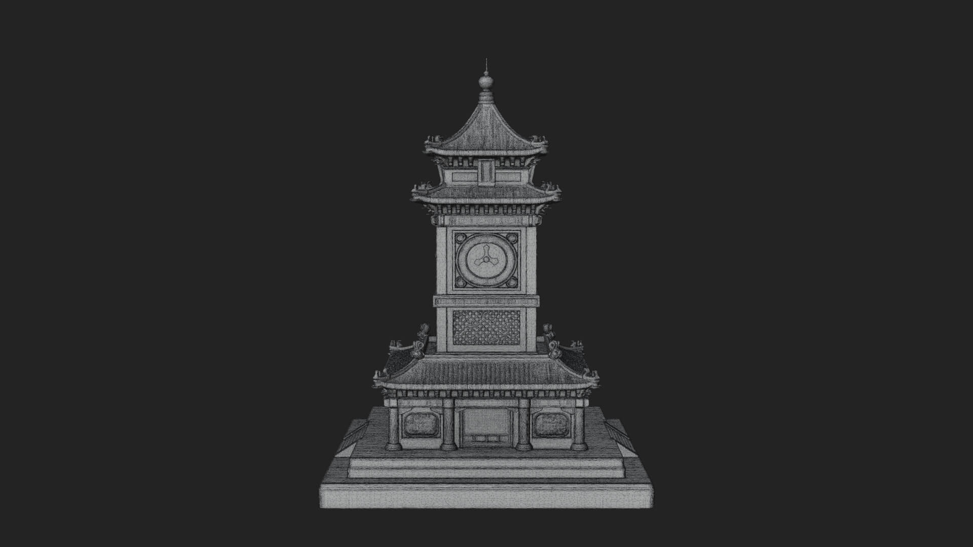 Pagoda Clock Tower Design 3 3D Print Model 3D Model