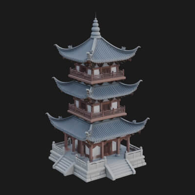 Pagoda Temple Tower Design 1 3D Print Model