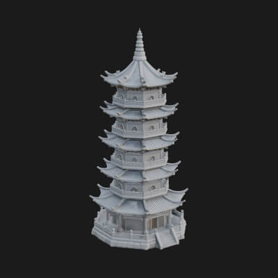 Pagoda Temple Tower Design 12 3D Print Model