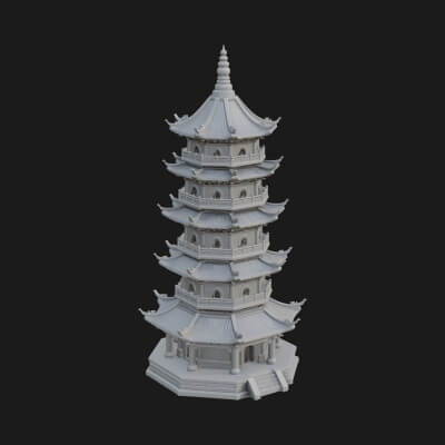 Pagoda Temple Tower Design 2 3D Print Model