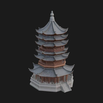 Pagoda Temple Tower Design 4 3D Print Model