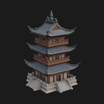 Pagoda Temple Tower Design 5 3D Print Model