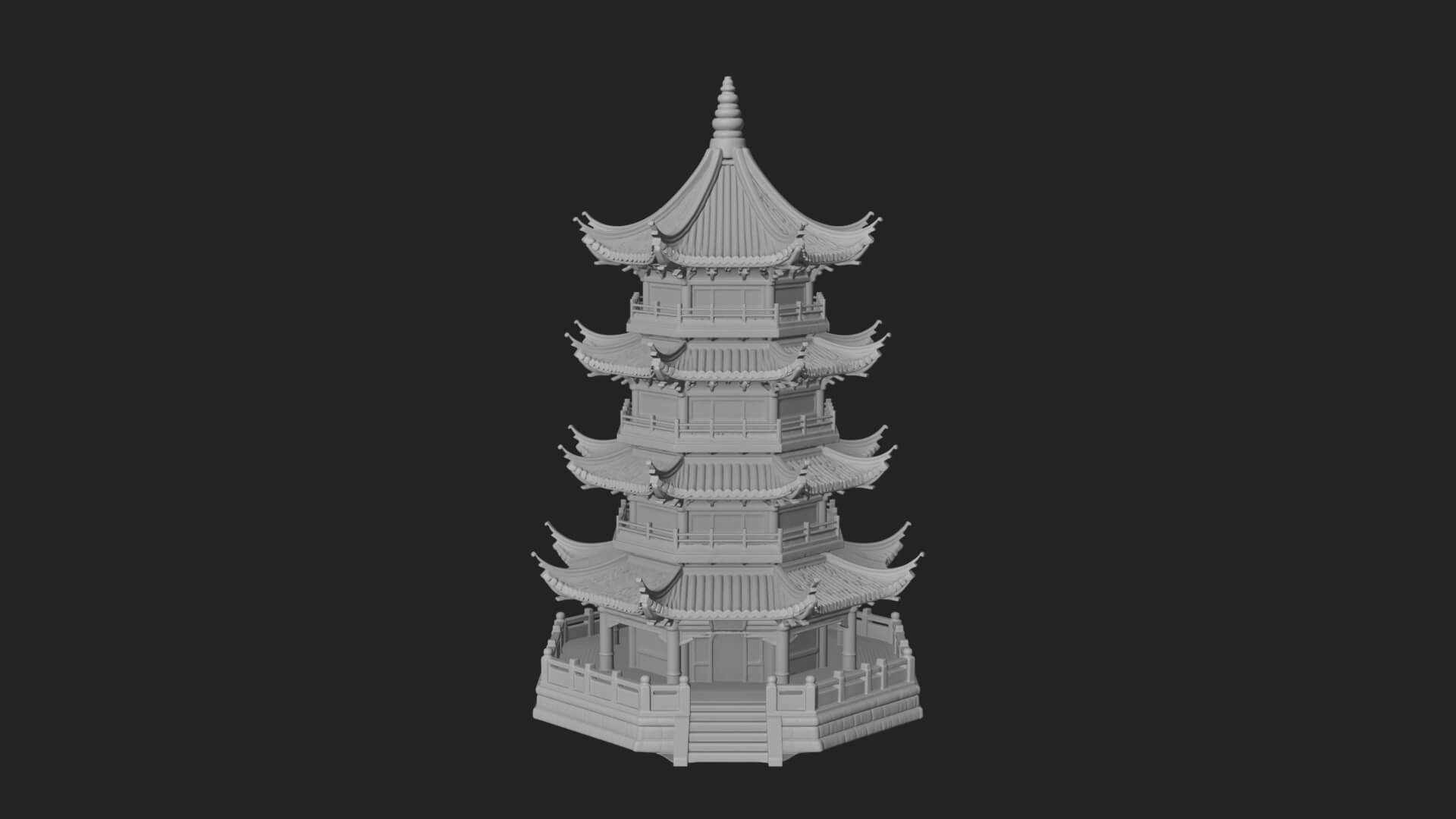Pagoda Temple Tower Design 6 3D Print Model 3D Model