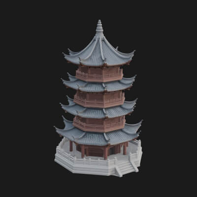 Pagoda Temple Tower Design 6 3D Print Model