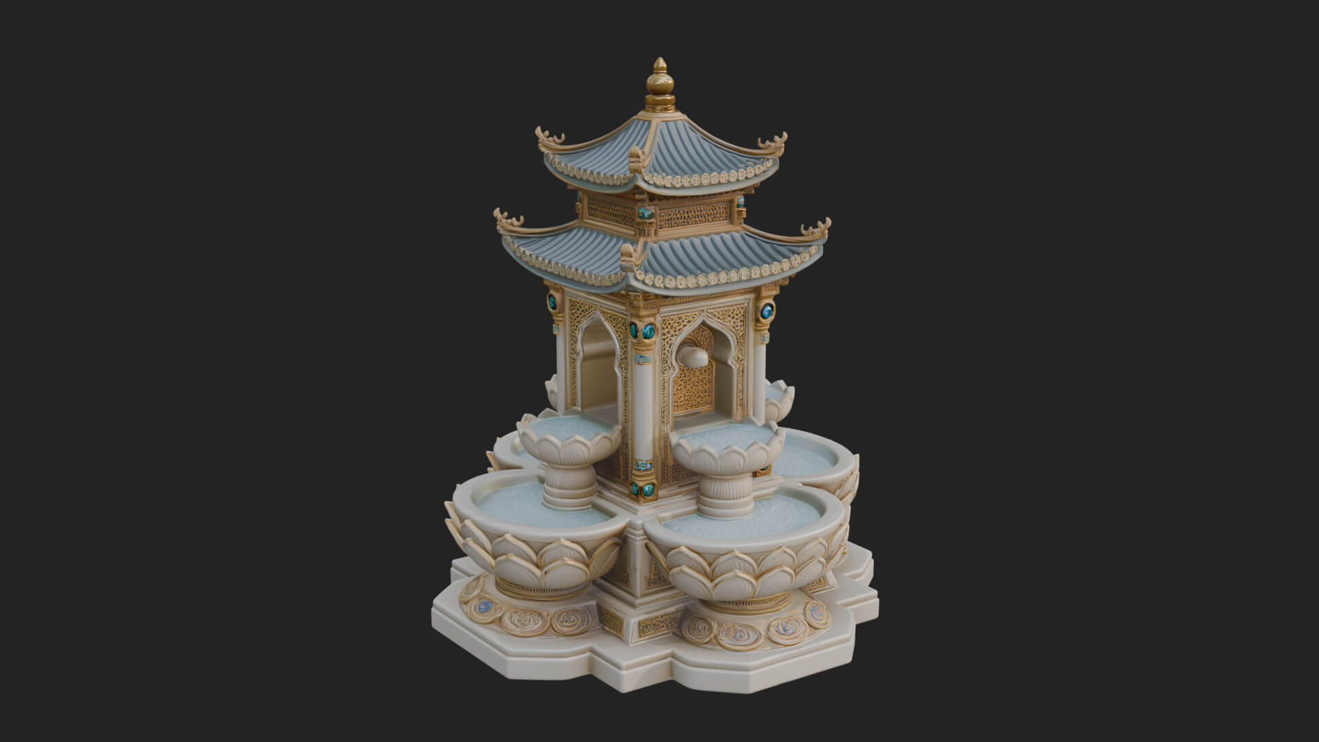 Pagoda Tiered Fountain Model Design 1 3D Print Model 3D Model