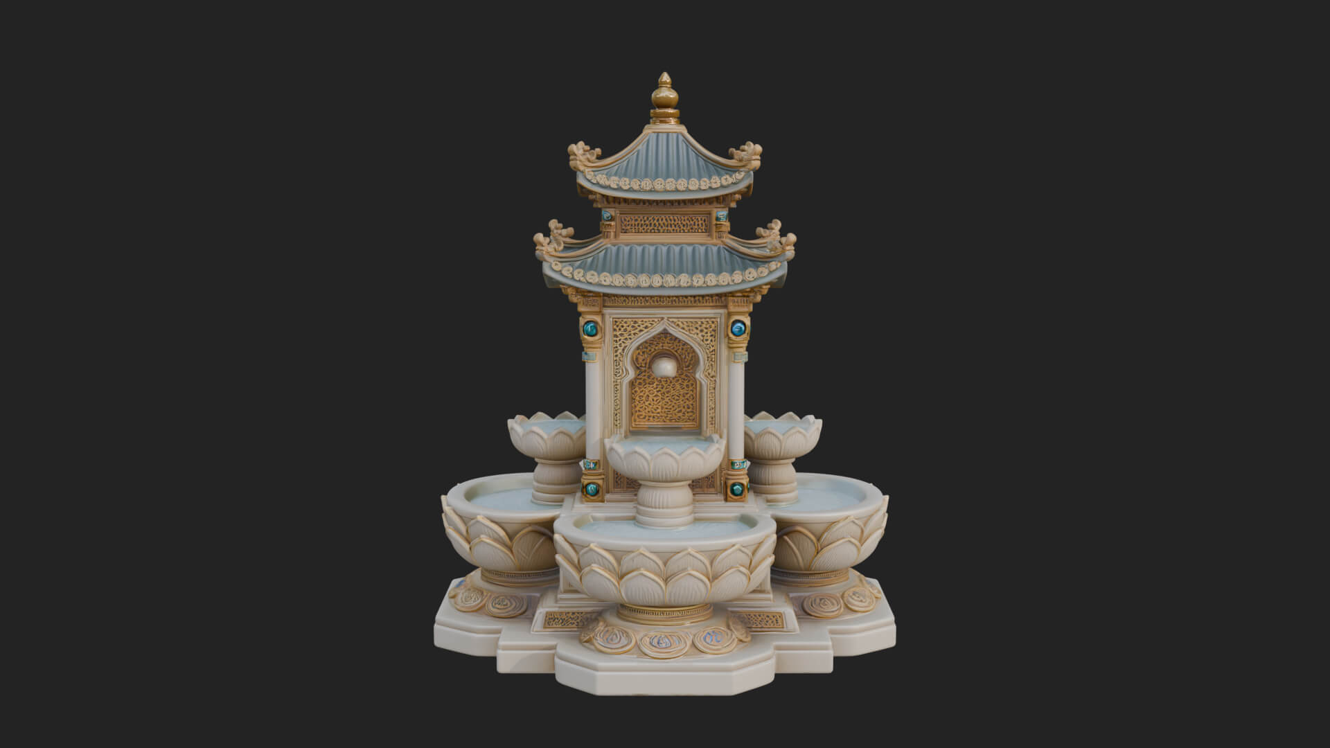 Pagoda Tiered Fountain Model Design 1 3D Print Model 3D Model