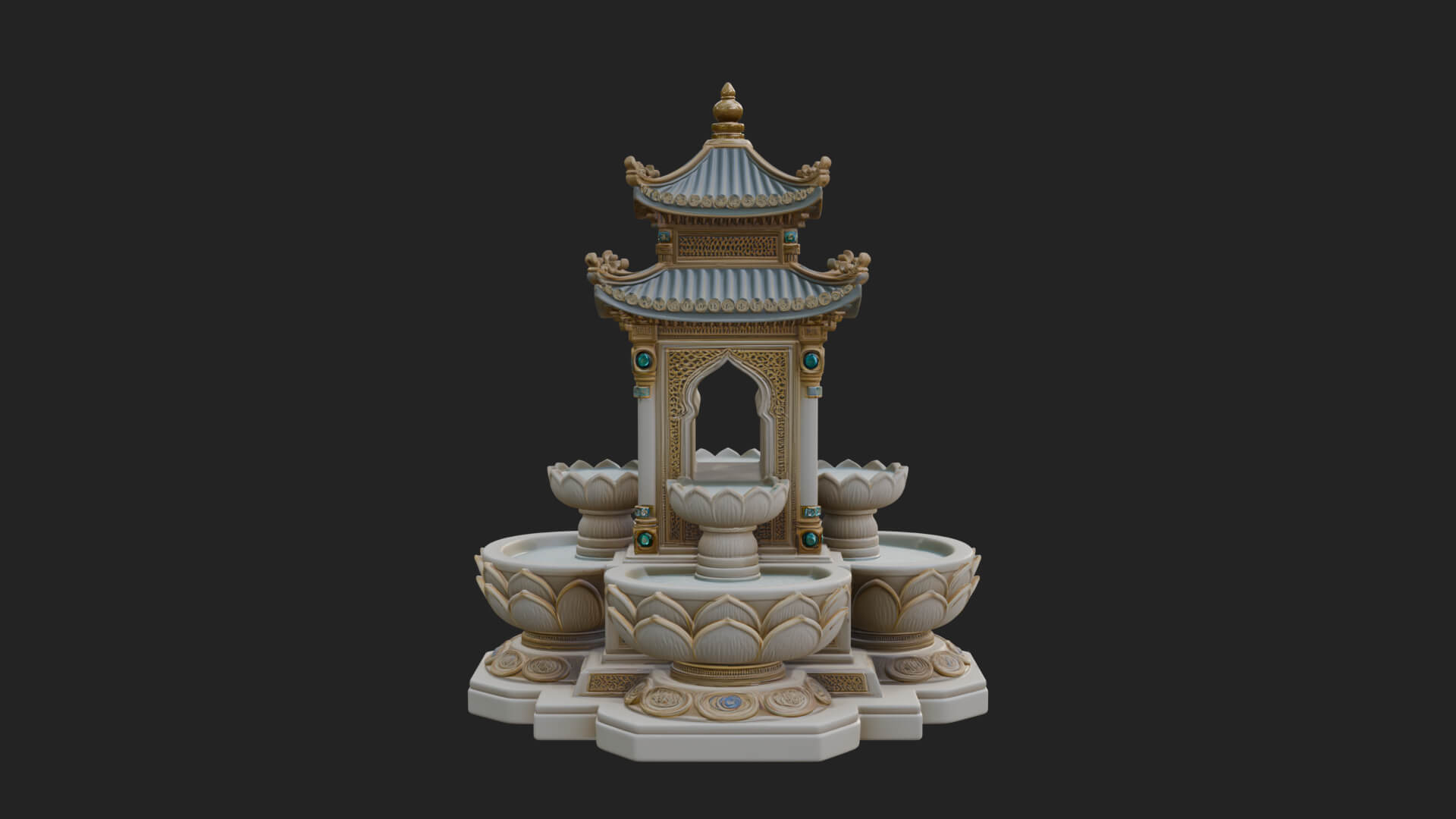 Pagoda Tiered Fountain Model Design 1 3D Print Model 3D Model