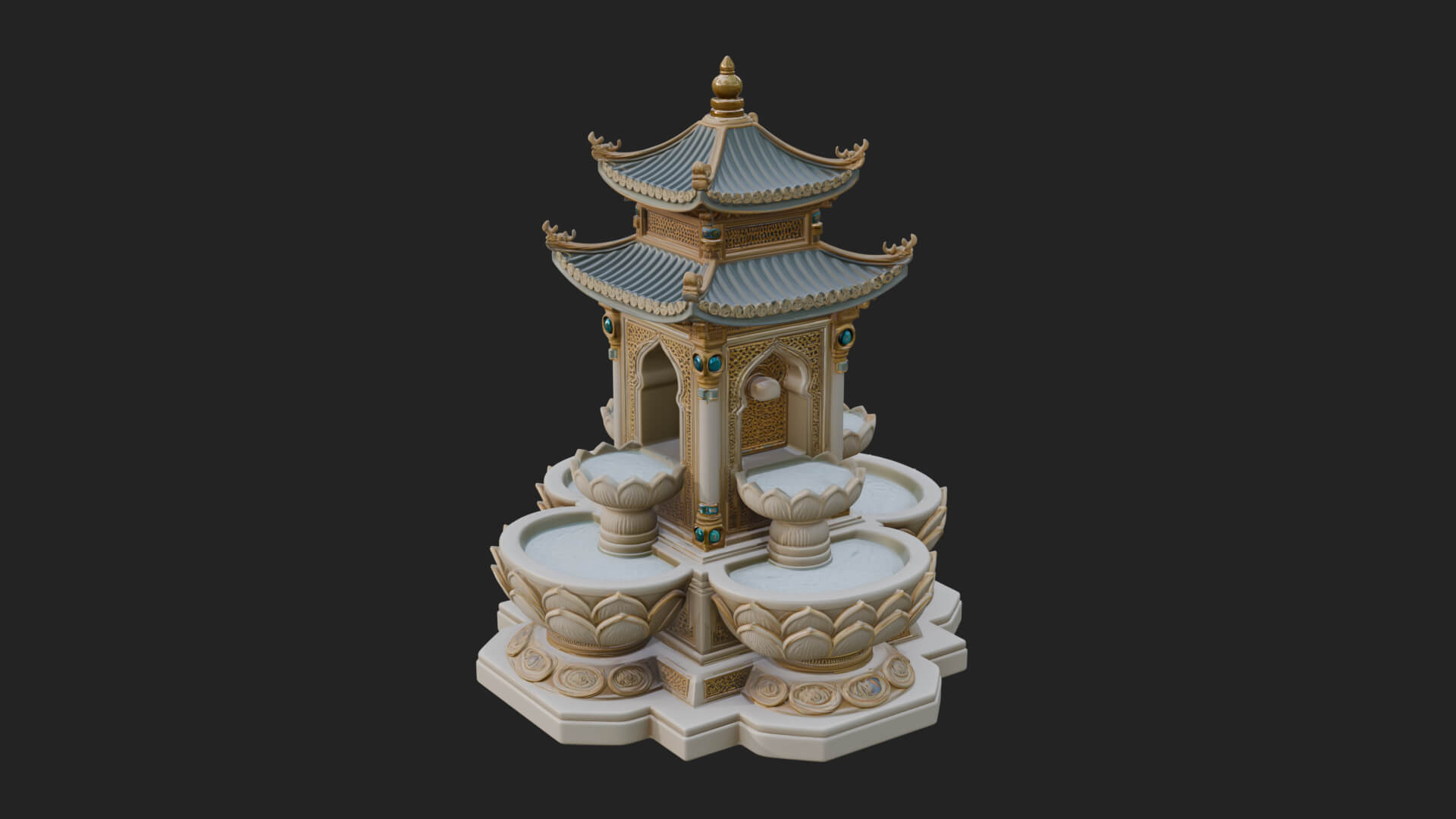 Pagoda Tiered Fountain Model Design 1 3D Print Model 3D Model