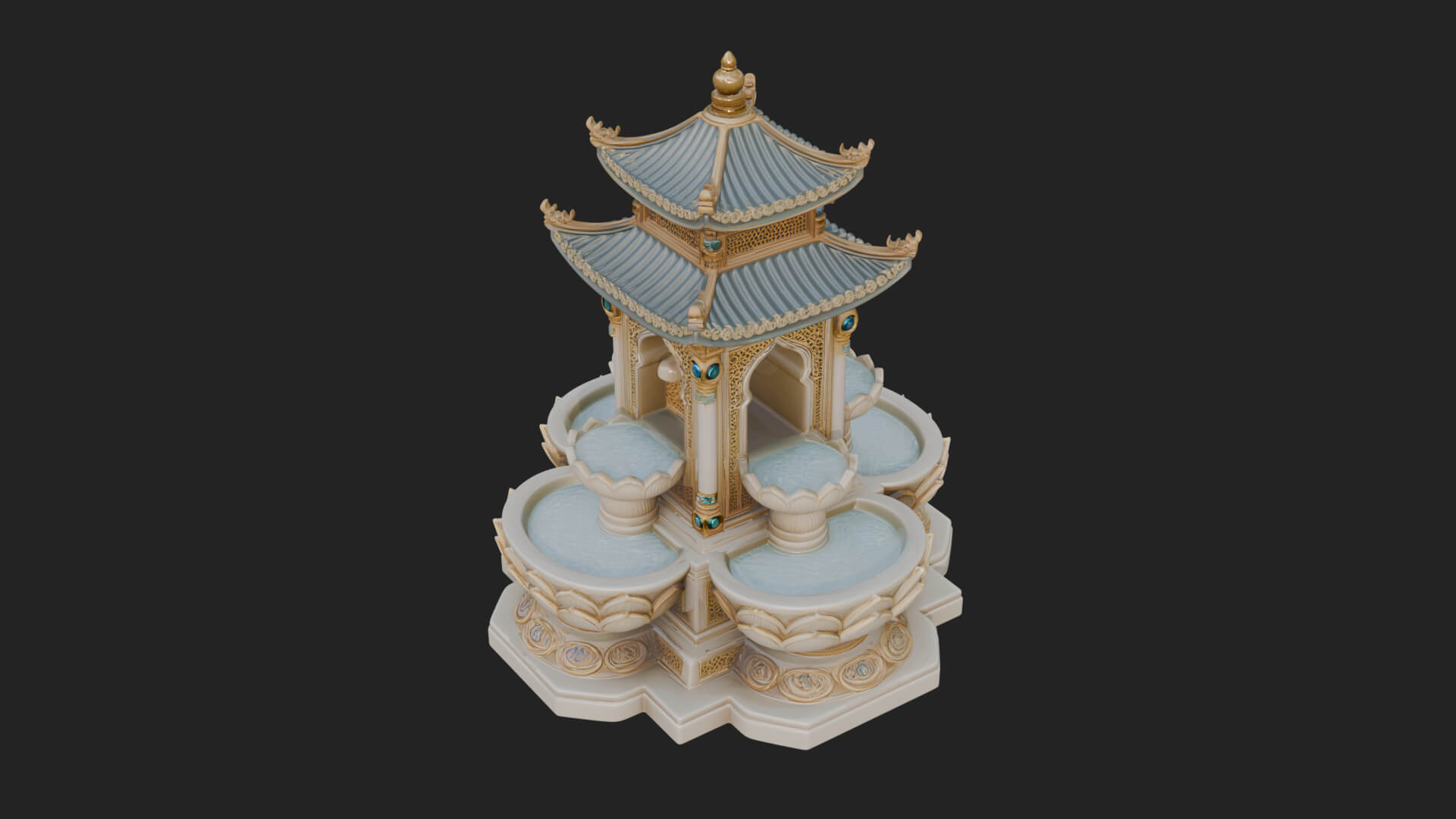 Pagoda Tiered Fountain Model Design 1 3D Print Model 3D Model