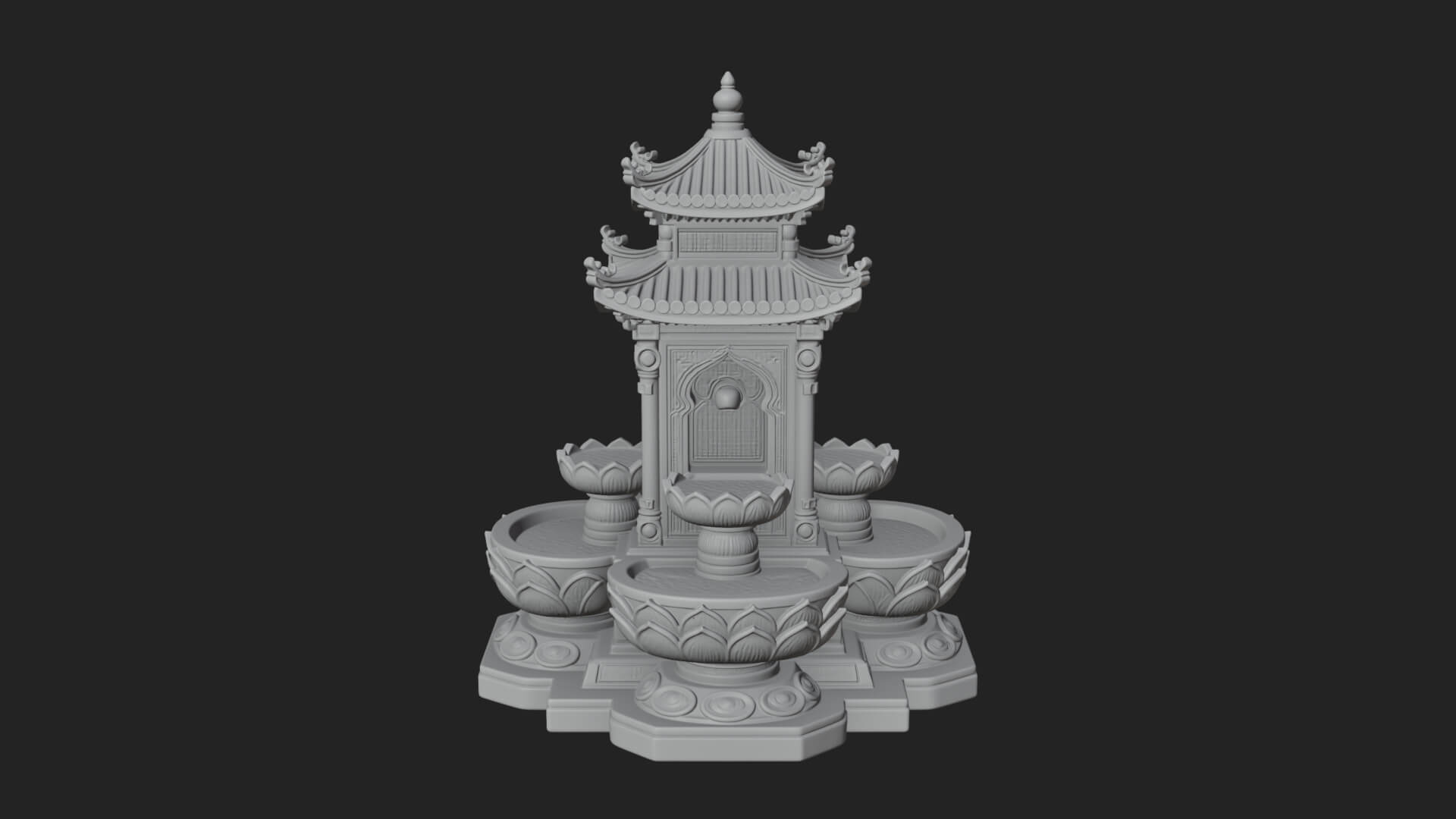 Pagoda Tiered Fountain Model Design 1 3D Print Model 3D Model